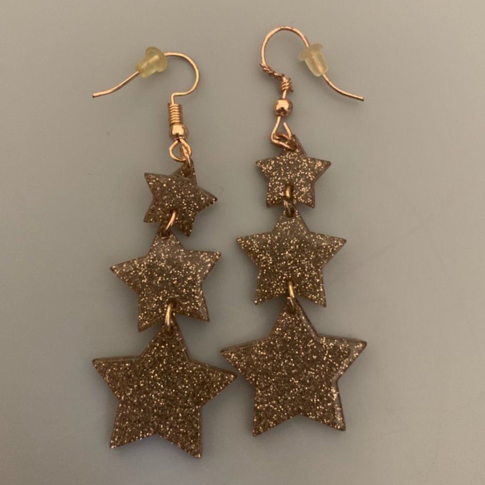 Glitter Star Dangle Earrings